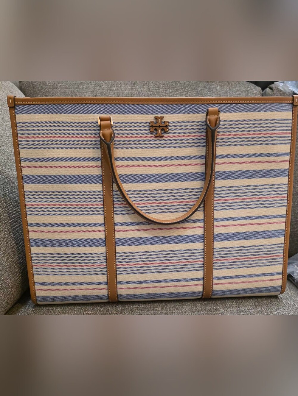 Tory Burch Blake Stripe Canvas Jumbo Tote